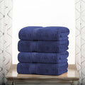 Superior Egyptian Cotton Pile Bath Towel Set of 4, Ultra Soft Luxury Towels, Thick Plush Essentials, Absorbent Heavyweight, Guest Bath, Hotel, Spa, Home Bathroom, Shower Basics, Navy Blue