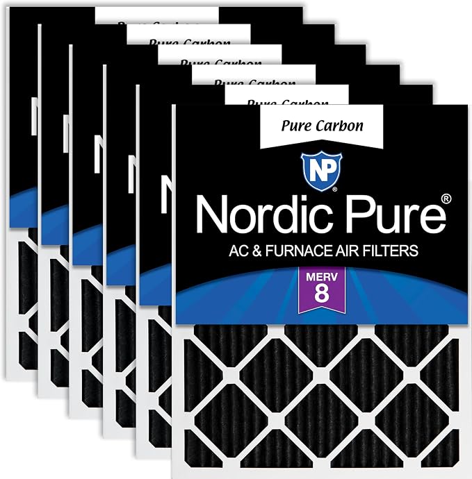 Nordic Pure 12x12x1 Pure Carbon Pleated Odor Reduction Furnace Air Filters 6 by NordicPure