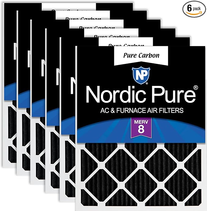 Nordic Pure 25x25x1 Pure Carbon Pleated Odor Reduction Furnace Air Filters 6 by NordicPure