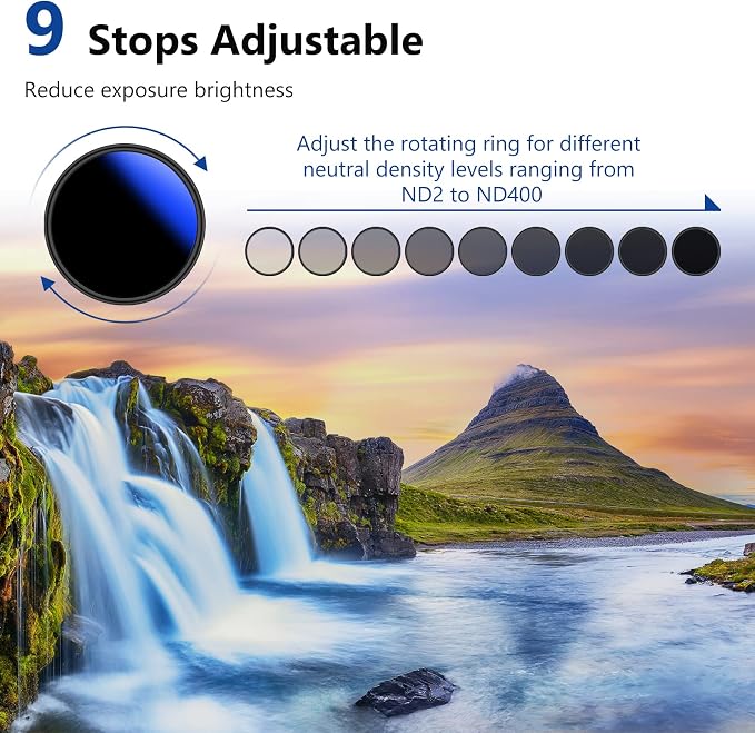 NEEWER 82mm Variable ND Filter ND2-ND400, Neutral Density Filter, Water and - Image 3
