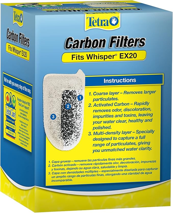 Tetra Whisper EX Carbon Medium Round Filter Cartridges, Fits Whisper EX 20 Fish - Image 2