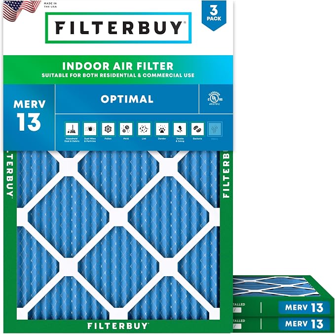 Filterbuy 20x24x1 Air Filter MERV 13 Optimal Smoke & Allergy Defense, by Filterbuy