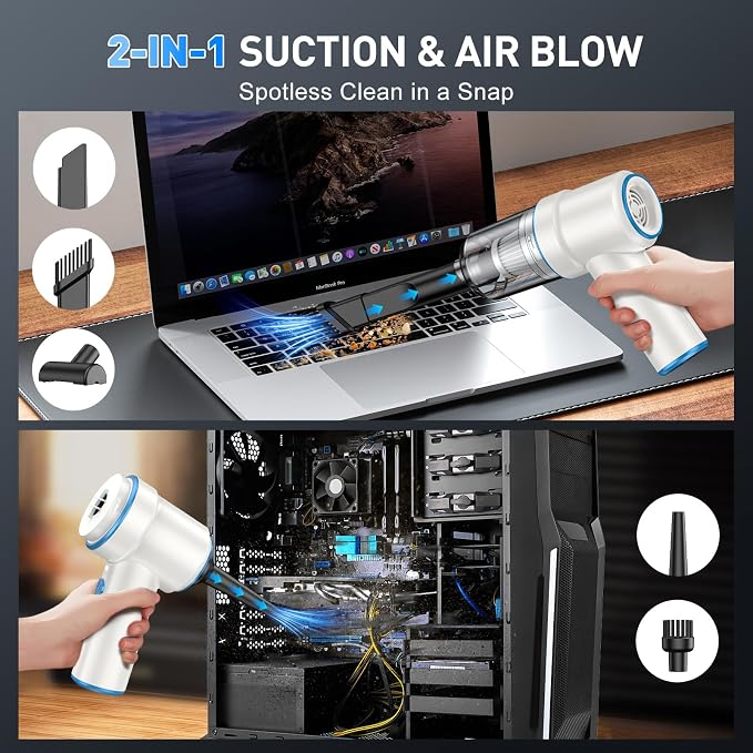 KMM Handheld Car Vacuum Cleaner, 9000PA Vacuum Cleaner & Air Duster, 120W High - Image 3