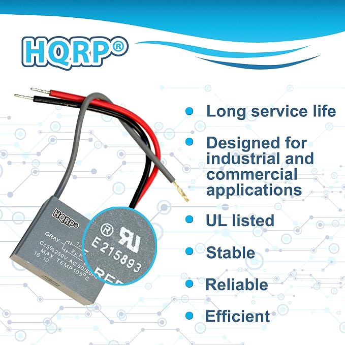 HQRP Capacitor Compatible with Hampton Bay Ceiling Fan CBB61 5uf+5uf+5 uf - Image 2