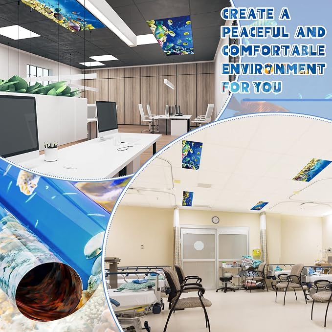 Amylove 4 Pcs Fluorescent Light Covers Classroom Ceiling Panels Light Filters - Image 7