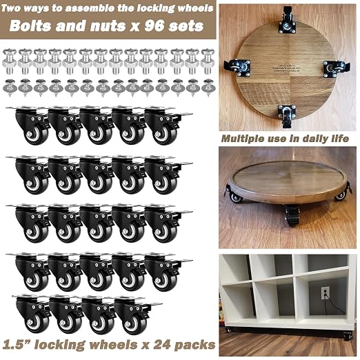1.5" Casters Set of 24 Heavy-Duty Industrial Caster Wheels - Image 9