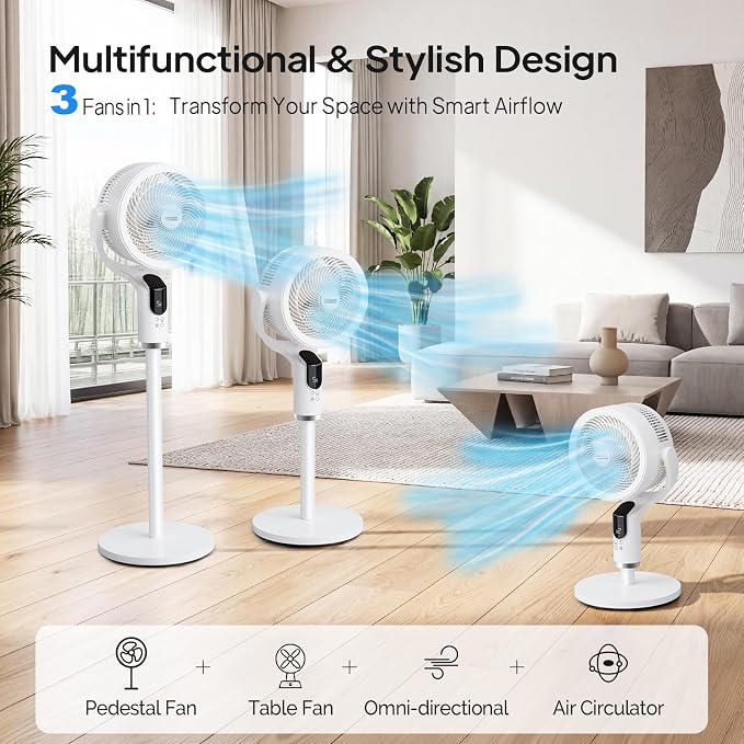 ROVSUN 3-in-1 Standing Fan, 90°+90°Omni-directional Oscillating Fan - Image 2