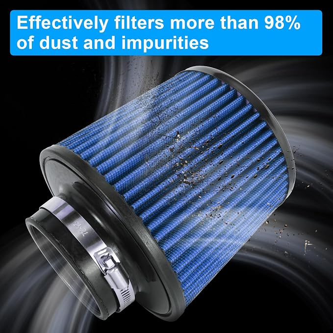 Cold Air Intake Filter High Performance Washable Filter Clamp-On Replacement - Image 3