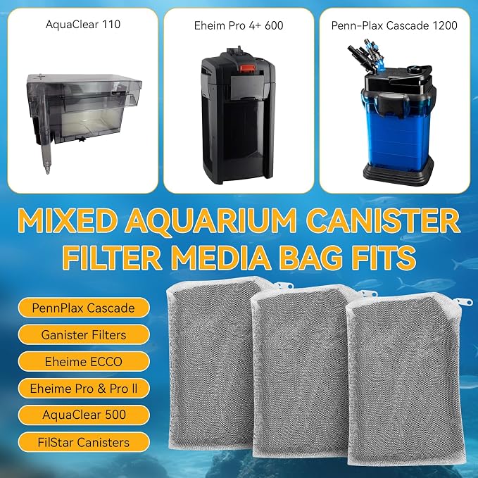 3 Pack 8 Oz Pro-C Mixed Aquarium Canister Filter Media Bag - Image 3