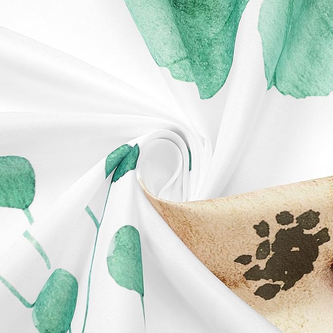 Gibelle Watercolor Floral Shower Curtain, Mint Green Beige Flower Shower Curtain for Bathroom, Modern Minimalist Waterproof Fabric Shower Curtain Set 72x72 Inch