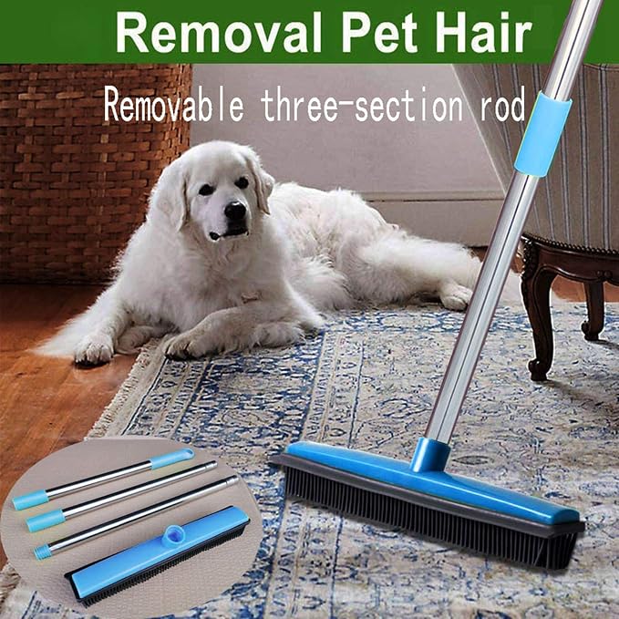 Multifunctional Broom, Telescopic Carpet Rake Rubber Pp 12.6in Brush Easy Wash - Image 3