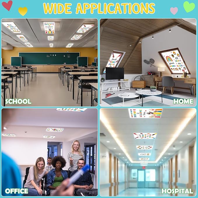8Pcs Classroom Light Covers for Fluorescent Lights, Retro Magnetic 2x4 FT - Image 8