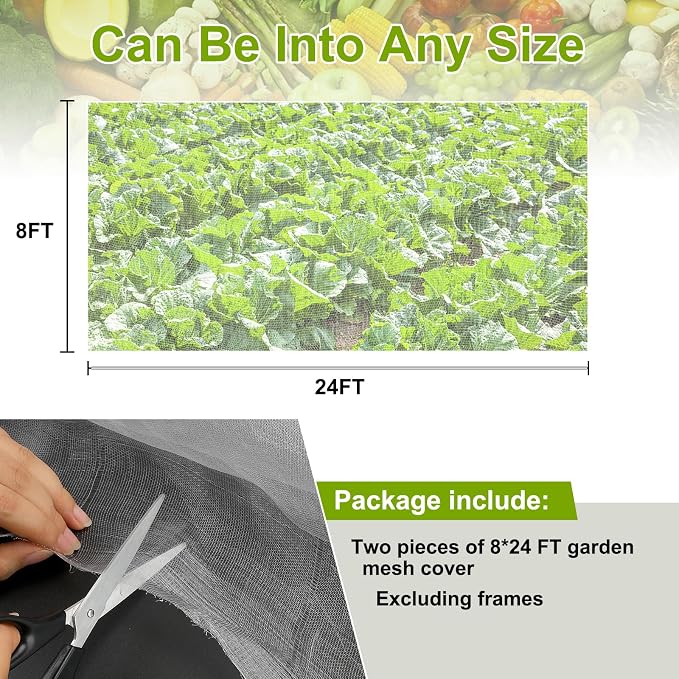 Garden Netting, 2 Pack 8x24Ft Ultra Fine Mesh Netting Pest Barrier Protection - Image 4