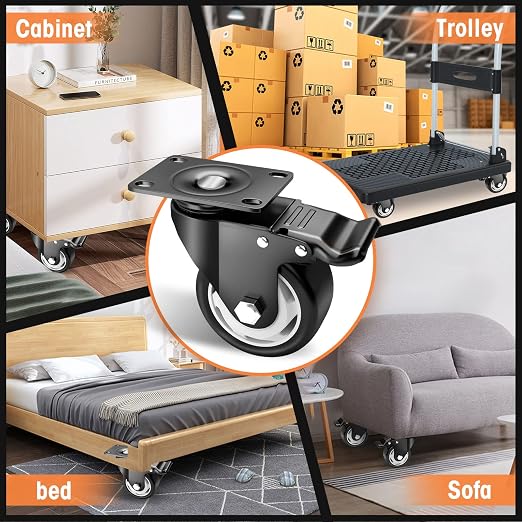 Casters, Top Plate Swivel Wheels, Locking Casters - Image 6