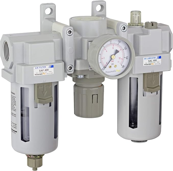 PneumaticPlus SAU400-N06G Compressed Air Filter Regulator Lubricator Combo 3/4" by PneumaticPlus