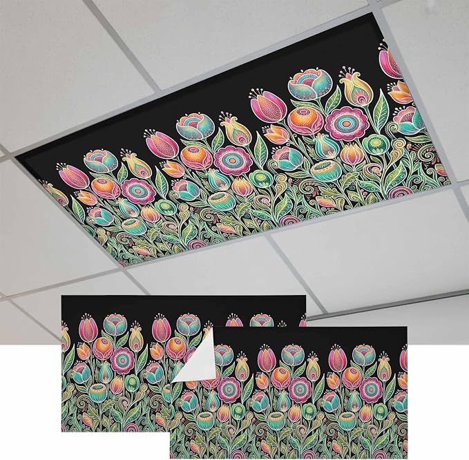 Fluorescent Light Covers for Ceiling Lights Colorful Flowers Magnetic Light by Home+L6