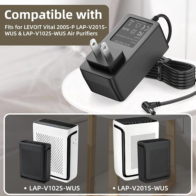 QOWOIEPO 24V Power Cord for Air Purifiers Replacement for LEVOIT Vital 200S-P - Image 2
