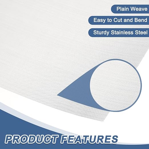 uxcell 60 Mesh 79" x 10" Woven Wire Mesh, 304 Stainless Steel Air Vent Filter - Image 3