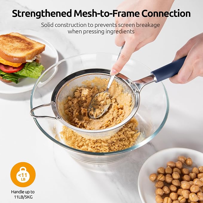 U-Taste Medium Fine Mesh Strainer: 18/8 Stainless Steel 4.73in 30 Mesh Kitchen - Image 7