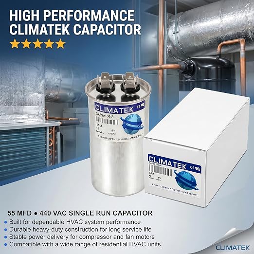 ClimaTek 55 MFD 370/440 Volt VAC Run Round Capacitor CAP99-5504R - Image 2