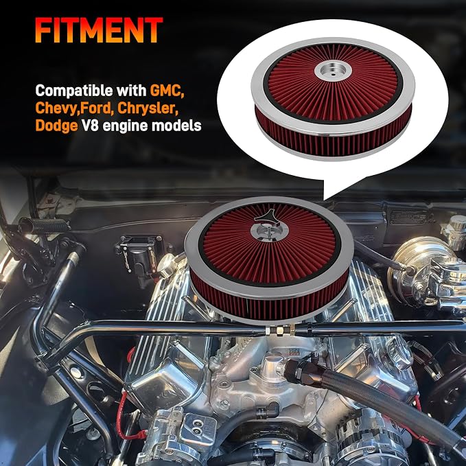 14"x3" High Flow Round Air Cleaner Filter Assembly Kit - Image 2