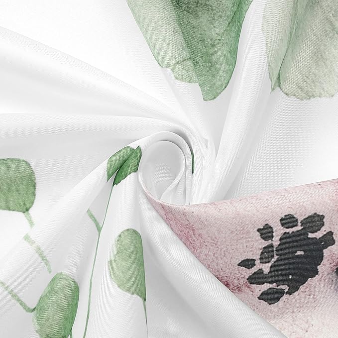 Gibelle Watercolor Floral Shower Curtain, Sage Green Beige Flower Shower Curtain for Bathroom, Modern Minimalist White Waterproof Fabric Shower Curtain Set 72x72 Inch
