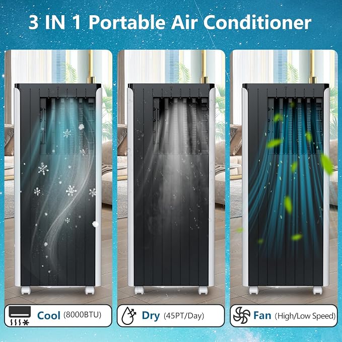 Portable AC Unit with 8000 BTU Cooling, Remote Control & 24-Hour Programmable - Image 7