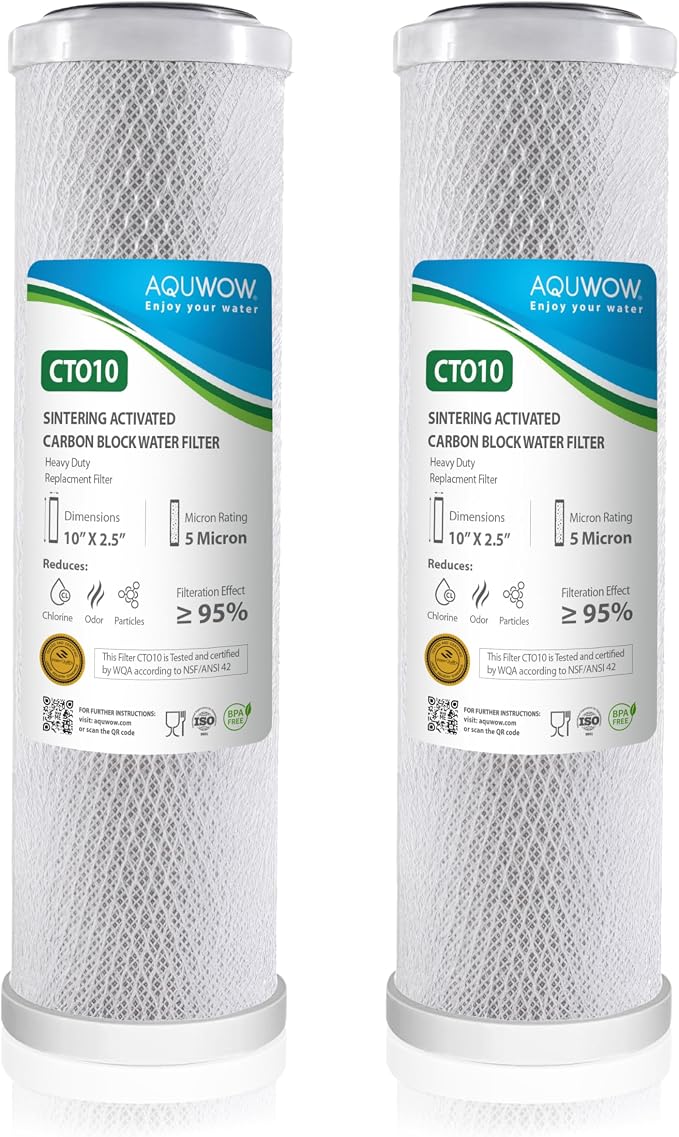 CTO10 5 Micron 2.5" x 10" Carbon Block Water Filter Set – Replacement Cartridges by YourHealthIsOurPriority