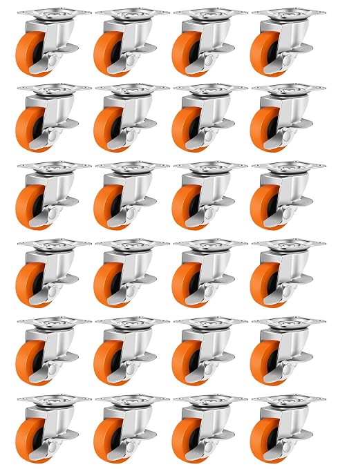 Caster Wheels, 3 Inch Casters Pack of 24, Locking Castors by BOSGEOT