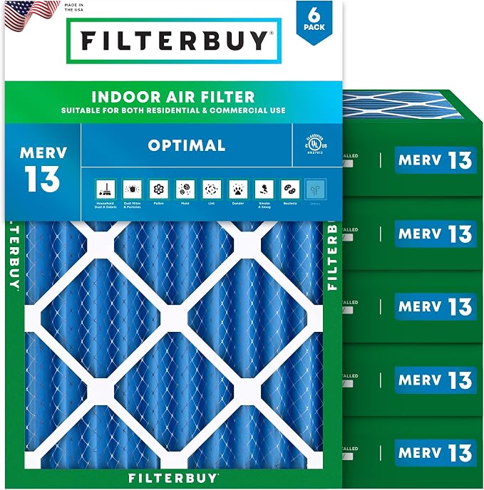 Filterbuy 12x18x4 Air Filter MERV 13 Optimal Smoke & Allergy Defense, by Filterbuy