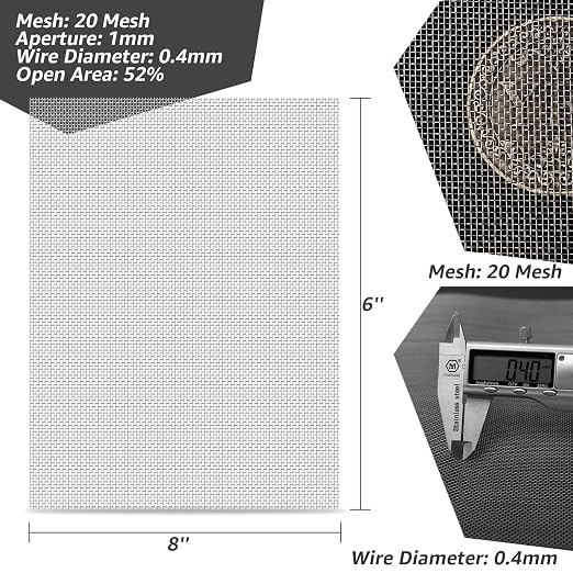 6 Pack 6x8 Inch Wire Mesh, 20 Mesh Stainless Steel Mesh, Never Rust Sturdy - Image 2
