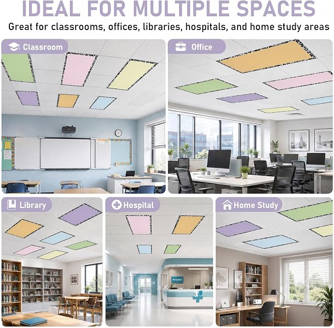6 Pcs Fluorescent Light Covers for Classroom Ceiling Lights 4x2 FT Colorful - Image 6