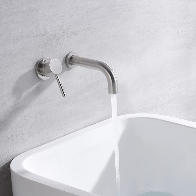 SUMERAIN Bathtub Faucet Brushed Nickel Wall Mount Tub Filler Single Left-Handed Handle