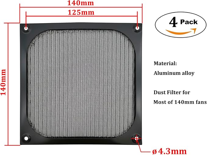 140mm Desktop Computer Case Fan Dust Filter Grills Dustproof Case Cover - Image 2