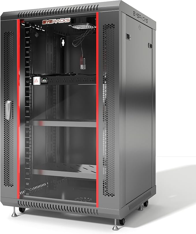 Sysracks 18U Wall Mount Server Rack Cabinet, 19” Locking Network Rack, 24” Deep by SYSRACKS