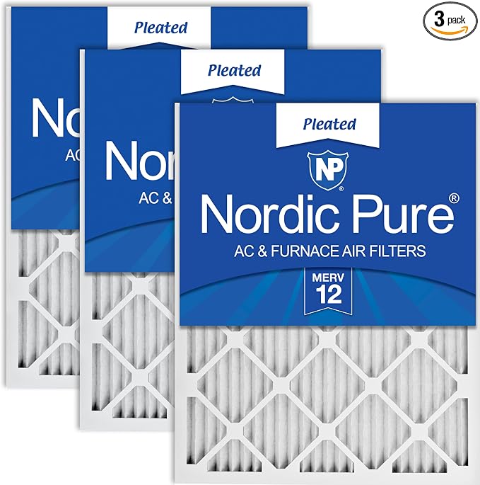 Nordic Pure 20x24x1 Pleated MERV 12 Air Filters 3 Pack by NordicPure