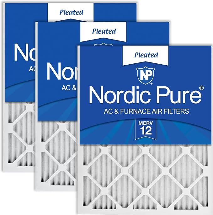 Nordic Pure 16x20x1 Pleated MERV 12 Air Filters 3 Pack by NordicPure