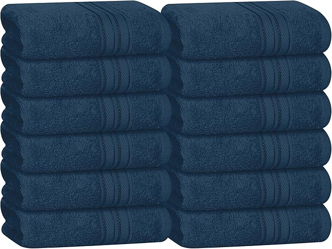 BOUTIQUO Ultra Soft Cotton Washcloths, Contains 12 Piece Face Cloths 12x12 inch, Ideal for Everyday use Face Towels, Compact & Lightweight Multi Purpose Washcloths - Mineral Blue