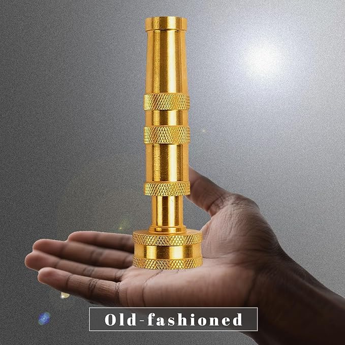 Lengthened Rod Garden Hose Nozzle Heavy Duty High Pressure Water Sprayer for Garden Spray Patio Outdoor Washer Pet Shower Car Wash attachment (Brass)