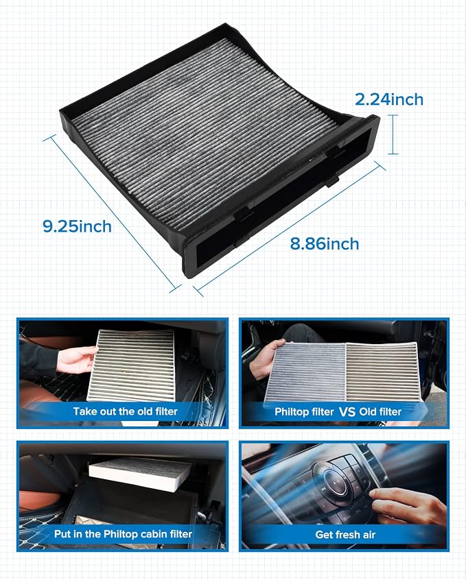 PHILTOP HEPA Cabin Air Filter w/Activated Carbon, Compatible - Image 7