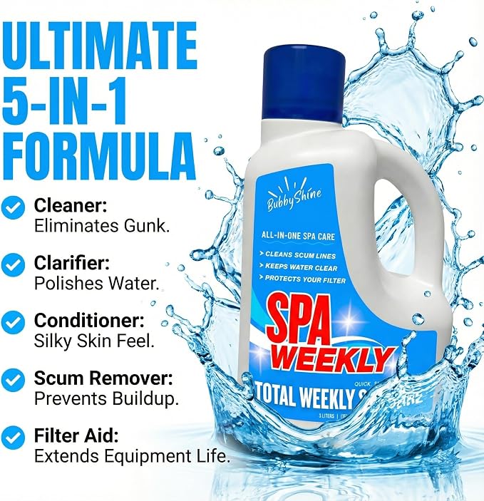5-in-1 Hot Tub Chemicals – Spa Weekly Enzyme Cleaner & Clarifier, Scum Line - Image 2