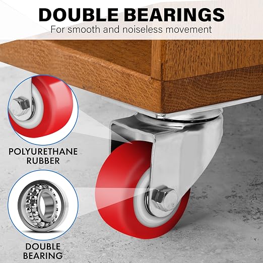 2.5 Inch Caster Wheels Heavy Duty Casters Set of 4 Lockable Cart Wheels - Image 5