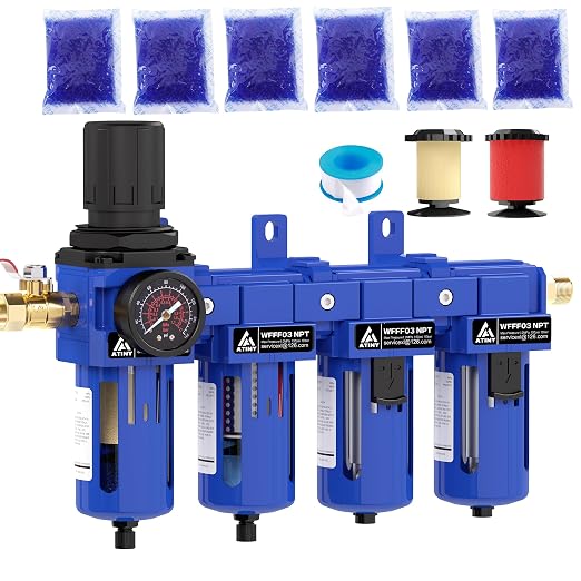 3/8 Inch NPT 4 Stage Air Drying System, Brass Filter, Coalescing Filter by ATINY