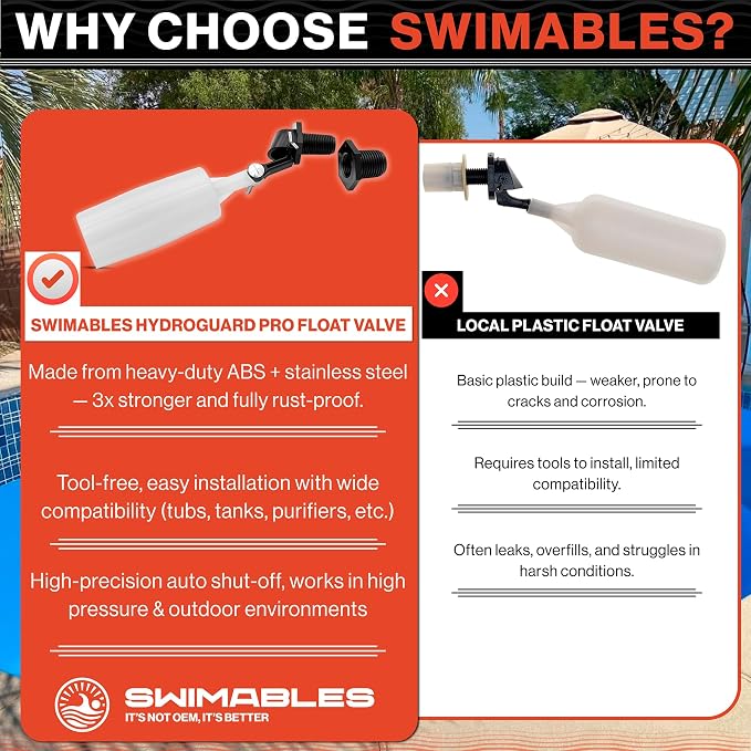 Swimables 3/8" and 1/2" Pool Auto Fill Float Valve Replacement | Includes - Image 9