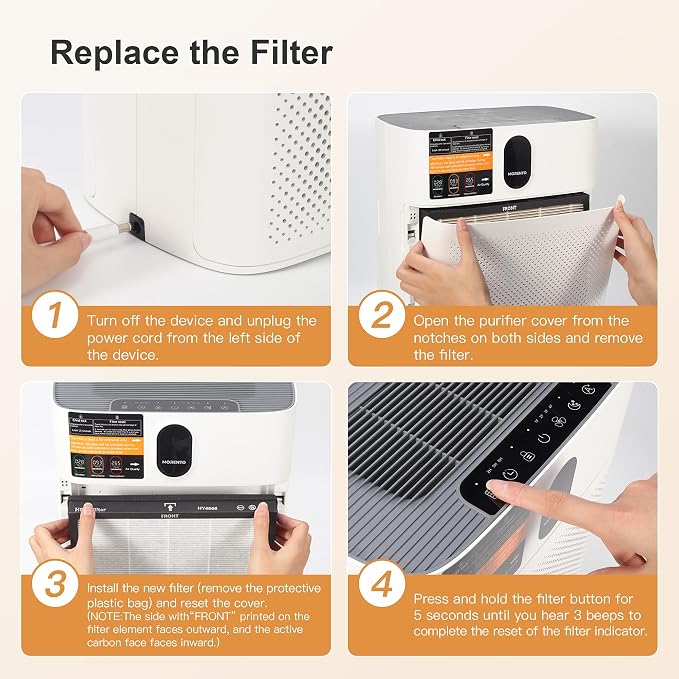 MORENTO 2 Pack HY4866 Genuine Air Purifier Replacement Filter - Image 8