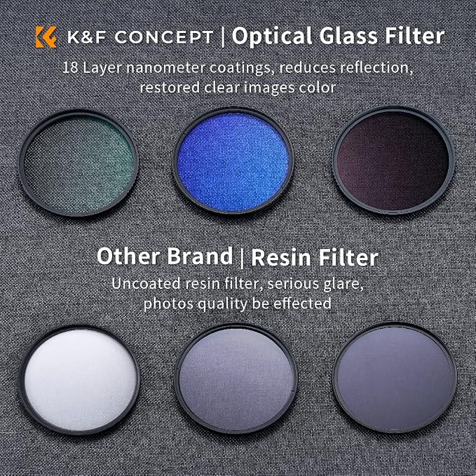 K&F Concept 55mm UV/CPL/ND Lens Filter Kit-18 Multi-Layer Coatings, UV Filter + - Image 3