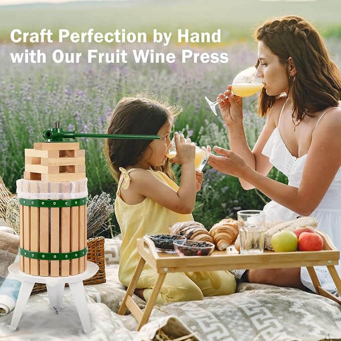 CAELUM Fruit Wine Press, 4.75 Gallon Wood Fruit and Cider Press Squeezer - Image 7