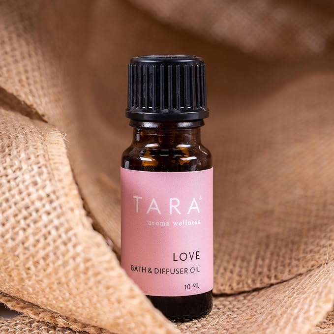 TARA Spa Therapy Love Bath & Diffuser Oil – 100% Unadulterated Essential Oils, Organic Aromatherapy Blend for Nurturing & Sensuality, Rose, Jasmine & Ylang Ylang, 10ml
