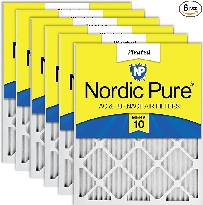 Nordic Pure 20x25x1 Pleated MERV 10 Air Filters 6 Pack by NordicPure