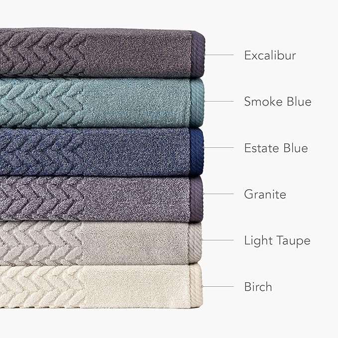 Texere 100% Organic Cotton Jacquard 650 GSM Premium Bath Towel Sets - Extra Absorbent Quick Dry and Plush (Cable, Birch, 2 Bath & 2 Hand Towels)